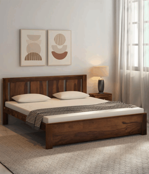 Amarillo Sheesham Wood King Size Bed In Scratch Resistant Provincial Teak Finish