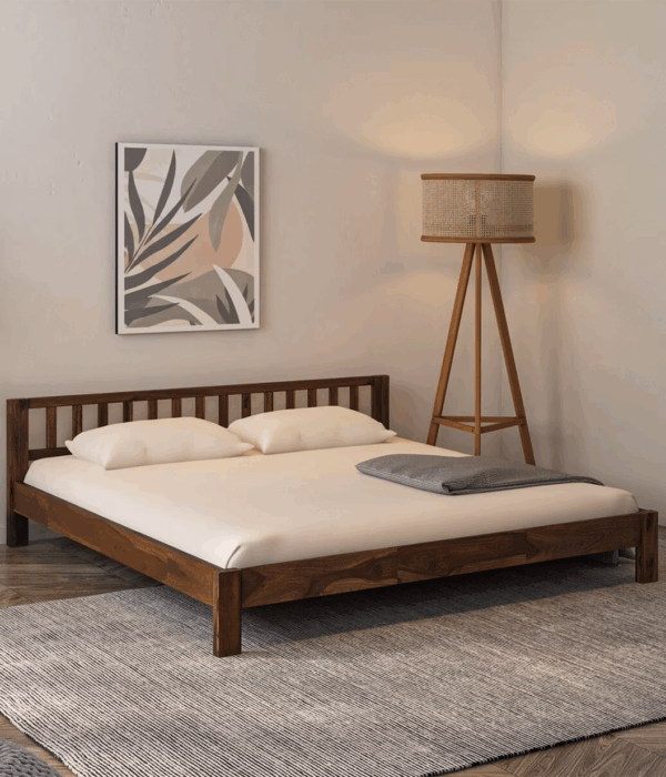 Hertford Sheesham Wood King Size Bed In Scratch Resistant Rustic Teak Finish