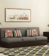 Wayne Sheesham Wood Low Floor 3 Seater Sofa (Walnut Finish)