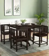 Cohoon Sheesham Wood 4 Seater Dining Table Set (Walnut Finish)