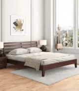 Purely Sheesham Wood King Size Bed without Storage (Walnut Finish)