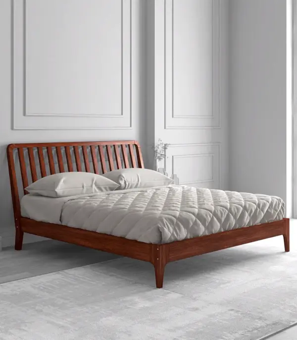 Purely Sheesham Wood King Size Bed without Storage (Honey Oak Finish)