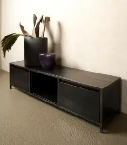 Paternoly Mango Wood with Metal Legs TV Unit (Dark Finish)