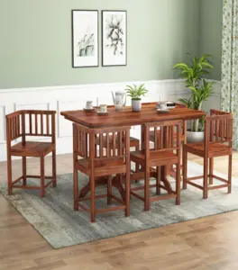 Cohoon Sheesham Wood 6 Seater Dining Table Set (Honey Finish)