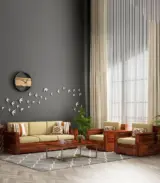 Merriott Sheesham Wood Sofa Set with 3+1+1 Seating (Honey Finish)