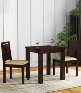 Horson Sheesham Wood 2 Seater Dining Table Set (Walnut Finish)
