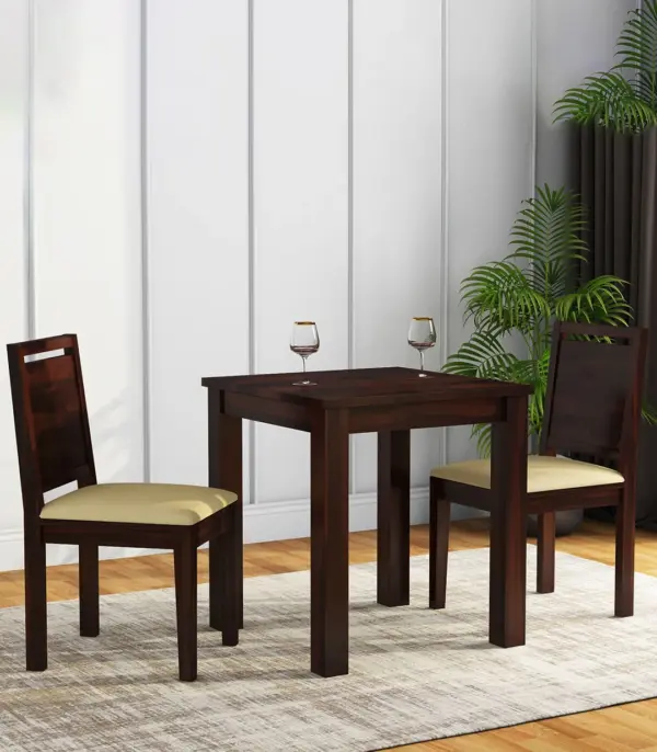 Horson Sheesham Wood 2 Seater Dining Table Set (Walnut Finish)