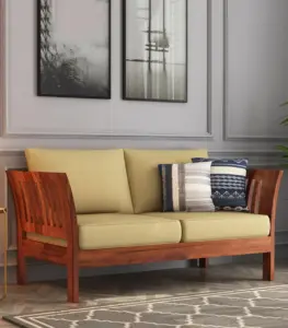 Raidon Sheesham Wood 2 Seater Sofa (Honey Finish)