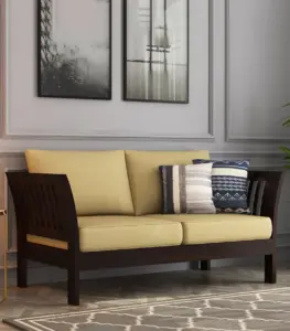 Raidon Sheesham Wood 2 Seater Sofa (Walnut Finish)