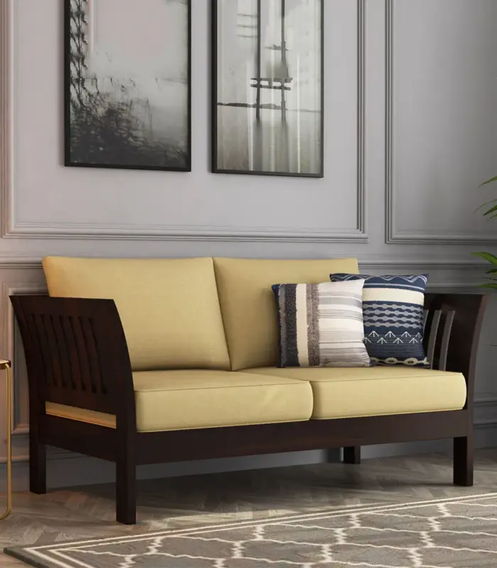 Raidon Sheesham Wood 2 Seater Sofa (Walnut Finish)