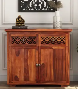 Clambrey Mini Sheesham wood Sideboard and Cabinet (Honey Finish)