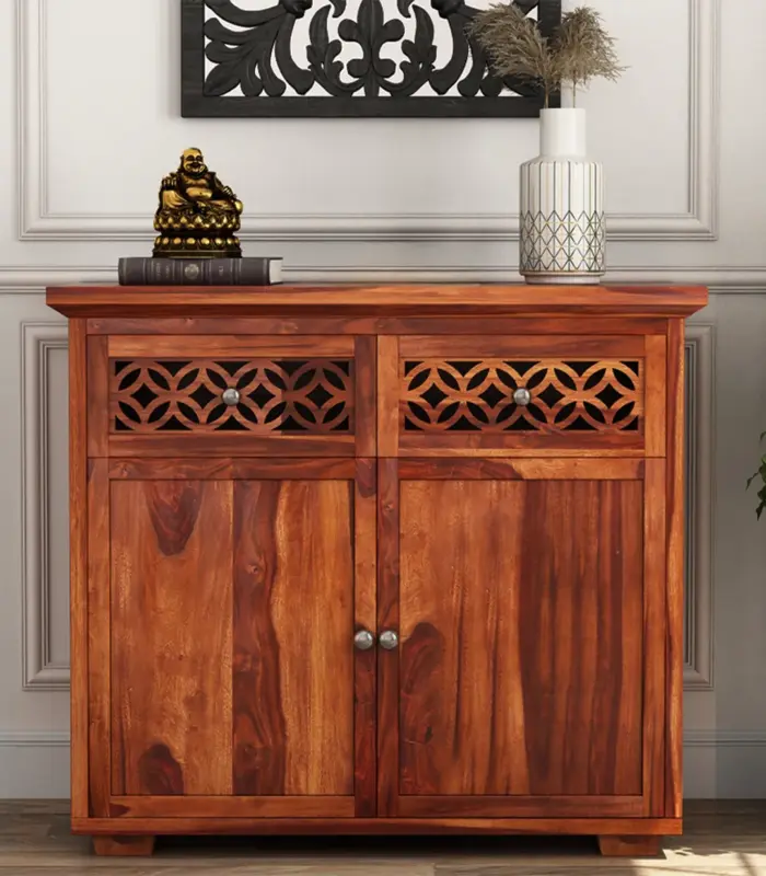 Clambrey Mini Sheesham wood Sideboard and Cabinet (Honey Finish)