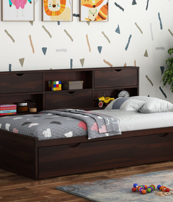 Chris Kids Trundle Bed (Walnut Finish)