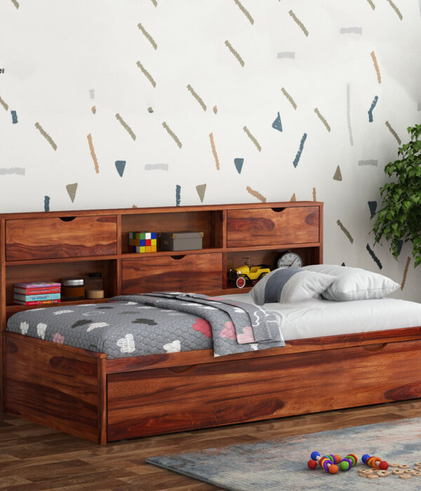 Chris Kids Trundle Bed (Honey Finish)
