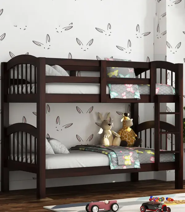 Dorla Sheesham Wood Bunk Bed without Storage (Walnut Finish)