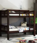 Beckry Sheesham Wood Bunk Bed without Storage (Walnut Finish)