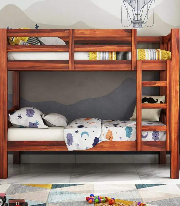 Beckry Sheesham Wood Bunk Bed without Storage (Honey Finish)