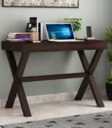 Poppoy Sheesham Wood Computer Table with Keyboard Tray (Walnut Finish)