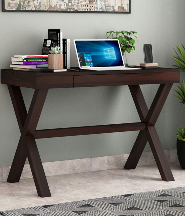 Poppy Solid Computer Desk (Walnut Finish)