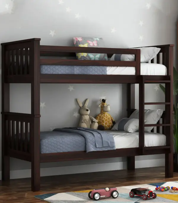 Hercurles Sheesham Wood Bunk Bed without Storage (Walnut Finish)