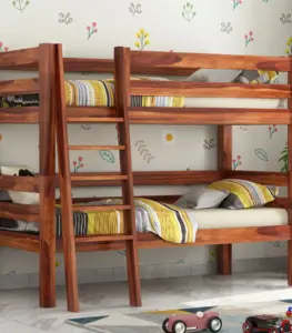 Hoot Sheesham Wood Bunk Bed without Storage (Honey Finish)