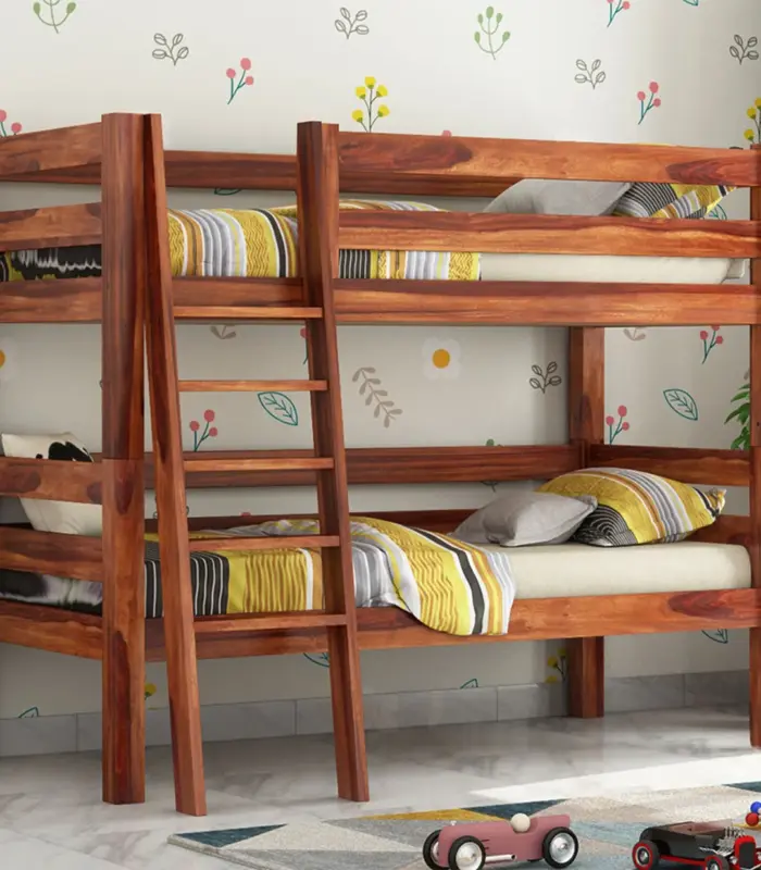 Hoot Sheesham Wood Bunk Bed without Storage (Honey Finish)
