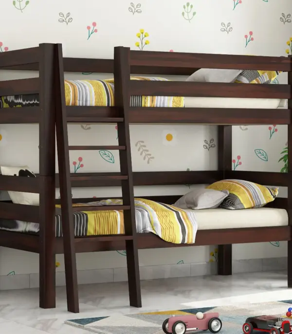 Hoot Sheesham Wood Bunk Bed without Storage (Walnut Finish)