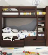 Beckry Sheesham Wood Bunk Bed with Drawer Storage (Walnut Finish)