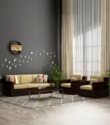 Merriott Sheesham Wood Sofa Set with 3+1+1 Seating (Walnut Finish)