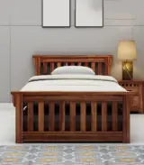 Cendra Sheesham Wood Single Bed with Trundle Bed (Honey Finish)