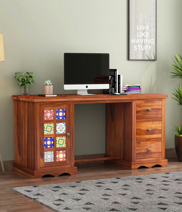 Boho Office Table (Honey Finish)