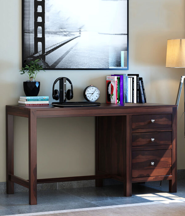 Slater Study Table With Three Drawers (Walnut Finish)