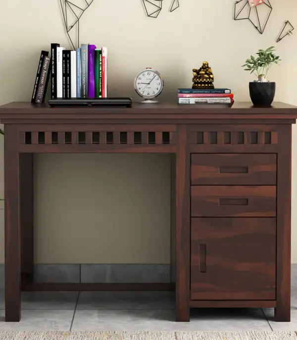 Arolph Sheesham Wood Computer Table with Drawer Storage (Walnut Finish)