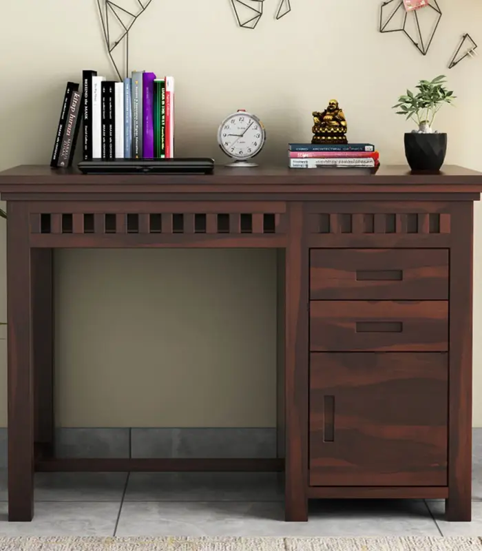 Arolph Sheesham Wood Computer Table with Drawer Storage (Walnut Finish)