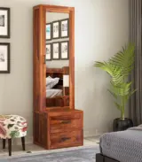 Amberdeen Sheesham Wood Dressing Table with Storage and Drawers (Honey Finish)