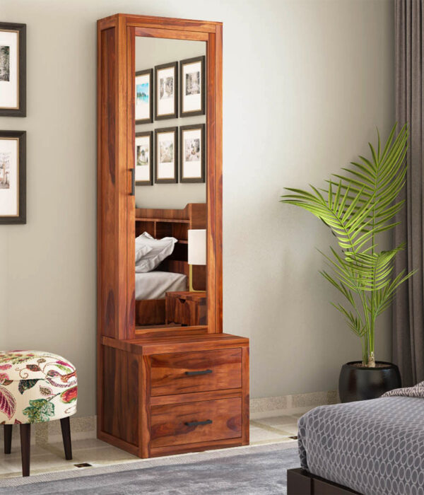 Aberdeen Sheesham Wood Dressing Table with Storage and Drawers (Honey Finish)