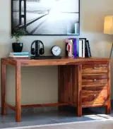 Clater Sheesham Wood Computer Table with Drawer Storage (Honey Finish)