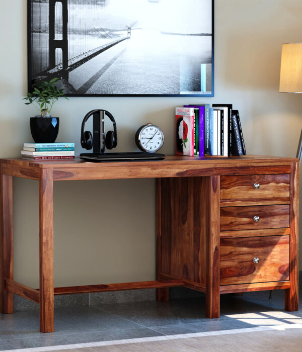 Slater Study Table With Three Drawers (Honey Finish)