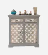 Eastonic Solid Mango Wood Sideboard and Cabinet (Grey Finish)