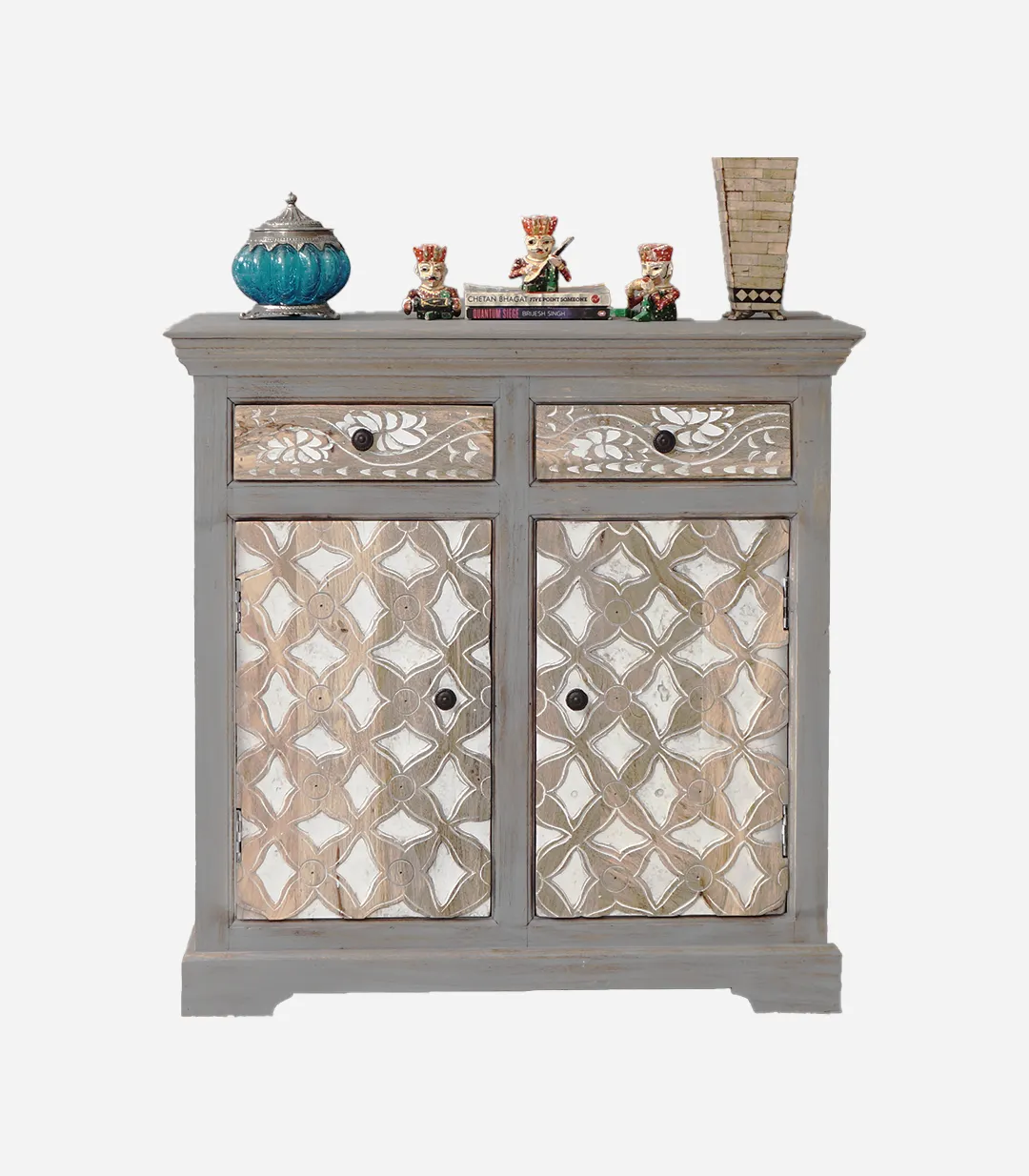 Eastonic Solid Mango Wood Sideboard and Cabinet (Grey Finish)