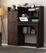 Canady Sheesham Wood Computer Table with Three Cabinets and Open Shelves (Walnut Finish)
