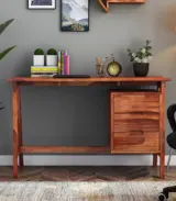 Elvina Sheesham Wood Computer Table with Drawer Storage (Honey Finish)
