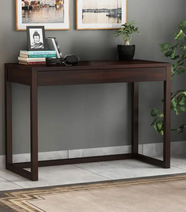 Jeames Sheesham Wood Computer Table with Drawer Storage (Walnut Finish)