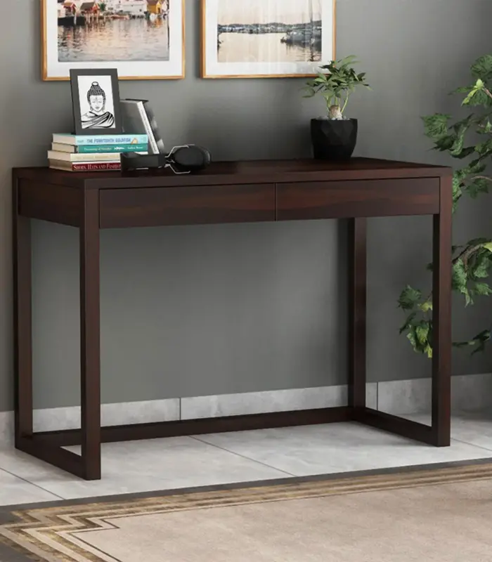Jeames Sheesham Wood Computer Table with Drawer Storage (Walnut Finish)