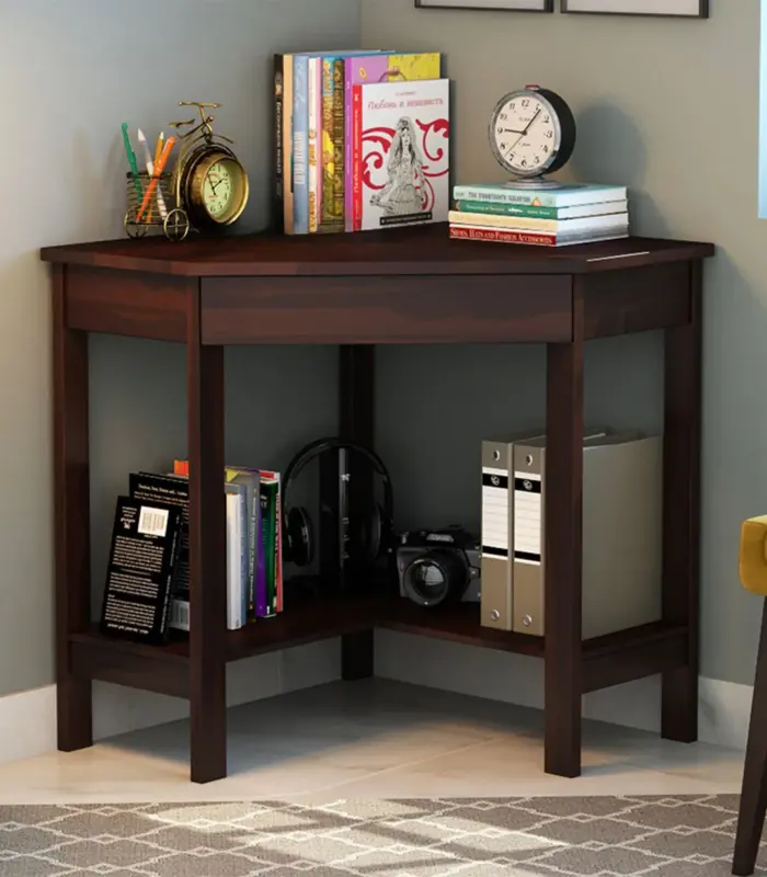Eidor Sheesham Wood Study Table with Drawer Storage (Walnut Finish)