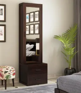 Amberdeen Sheesham Wood Dressing Table with Storage and Drawers (Walnut Finish)