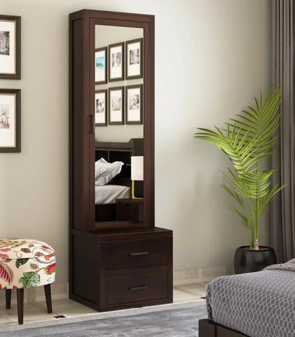 Amberdeen Sheesham Wood Dressing Table with Storage and Drawers (Walnut Finish)