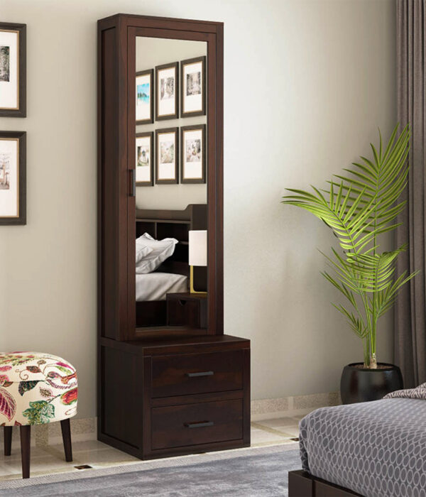 Aberdeen Sheesham Wood Dressing Table with Storage and Drawers (Walnut Finish)