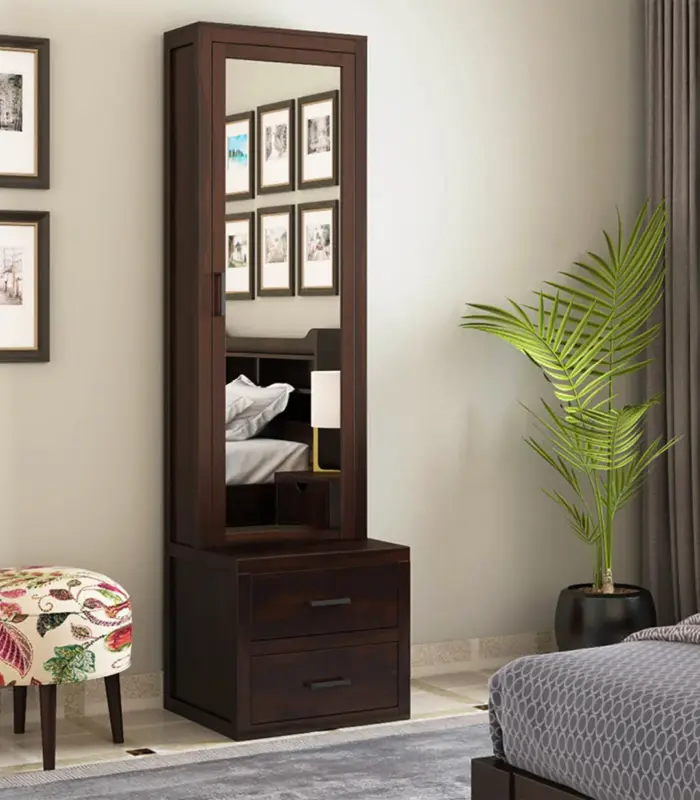 Amberdeen Sheesham Wood Dressing Table with Storage and Drawers (Walnut Finish)