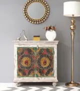 Liker Solid Mango Wood Sideboard and Cabinet (Two Tone White Finish)